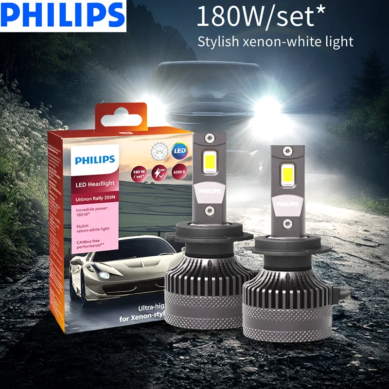 kf-S0cdeb5917e164c9b82870cf661cb236a8 Philips LED 15000lm Ultinon Rally 3590 H4 H7 H8 H11 HB3 HB4 H19 HIR2 H1 Car Headlight 6500K White Max Power 180W 12V 4200K U359N - Image 1