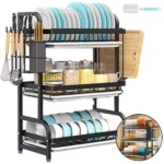 Dish Drying Rack 2/3-Tier Kitchen Organizer Dish Rack Drainboard Set Kitchen Accessories Organize Countertop Dinnerware Storage