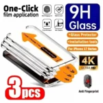 3Pcs High Clear Tempered Glass For iPhone 17 16 15 Pro Max Air 16e 15 14 Plus 14 13 12 11 Pro XR XS Dust Free Installation Glass