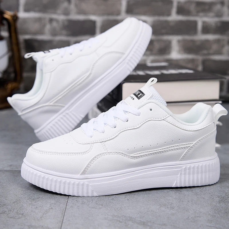kf-S151769f3f463422e8f7be3729c0e383ak White Women's Casual Skateboard Sneakers Fashionable Outdoor Walking Tennis Shoes for Men And Women Sports Running Footwear - Image 1
