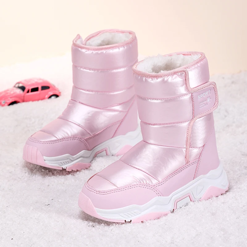 kf-S17a8048ef594479a842b8ee4f8e56d00f New Kids Snow Boots Winter High-top Warm Cotton Shoes for Children Boys Girls Warm Plush Lining Ankle Boots Anti-skid Waterproof - Image 1