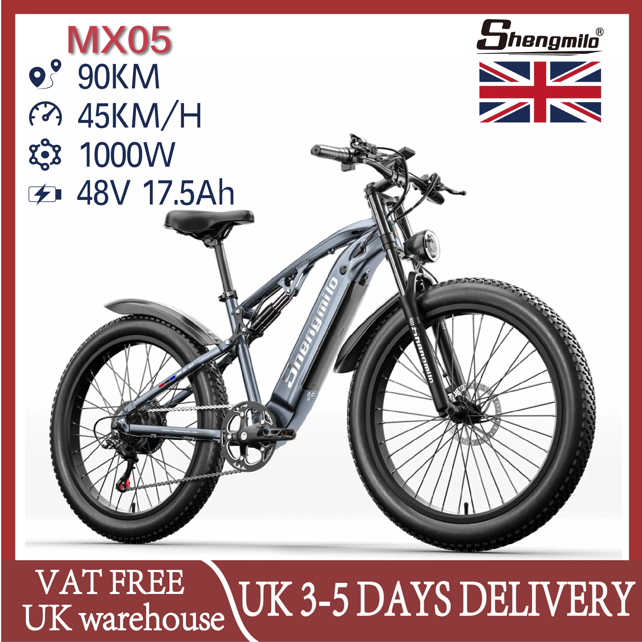 kf-S1b1e0a7c757149909e1c478a86d79d949 Shengmilo MX05 Electric Bicycle 1000W Motor 48V 17.5AH Battery 26*3.0 Fat Tyre Off-road Mountain E-bike - Image 1
