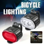 Bicycle Front & Rear Light Set Rechargeable LED Headlight Taillight Portable Floodlight for Mountain Road Biking Night Riding