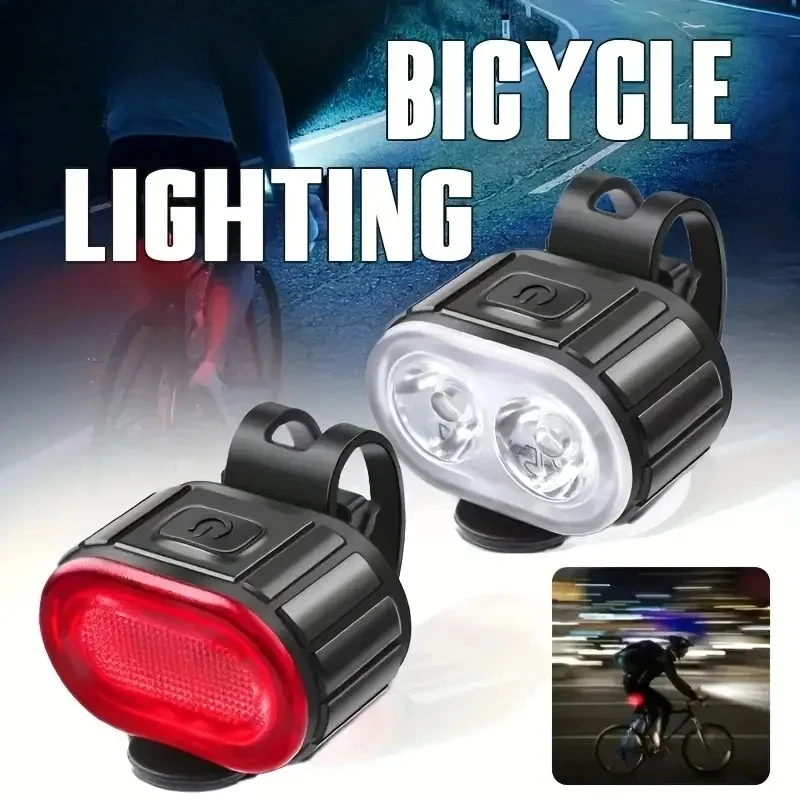 kf-S1f9c76be22dc4b379b54553de19105af9 Bicycle Front & Rear Light Set Rechargeable LED Headlight Taillight Portable Floodlight for Mountain Road Biking Night Riding - Image 1