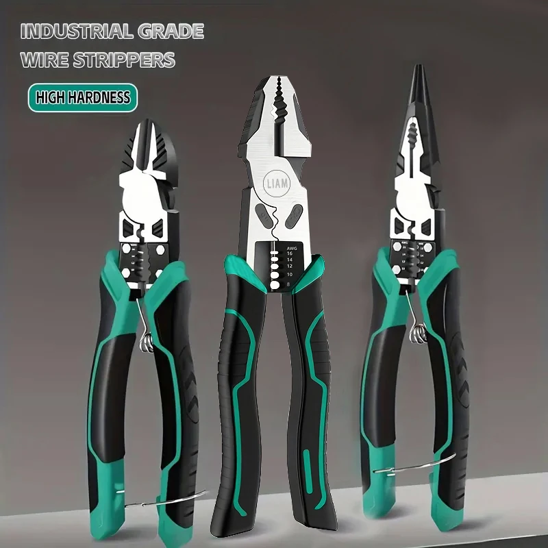 kf-S225eb5ca6a9a484f9cb157d21bf8efe6N Multifunctional Heavy Duty Alloy Wire Cutters Diagonal Needle Nose Pliers Hardware Tools Universal Electrician Wire Pliers Set - Image 1