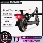 TODIMART T3 Foldable and Portable Electric Scooter with APP Control, 350W 36V 10.4Ah Motor, 25km/h Speed, 8.5" Tires