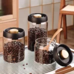 Vacuum Sealed Jar Coffee Bean Storage Bottle Kitchen Food Grain Tea Glass Jar Fresh Storage Jar Kitchen Accessories
