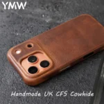 YMW Charles F Stead Waxed Genuine Leather Case for iPhone 17 16 Pro Max 15 Luxury Genuine Leather Handmade Phone Cover
