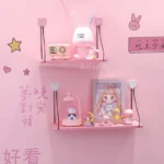 Pink Wood Storage Rack Room Decoration Storage Rack Household Items Wall Shelf Display Stand