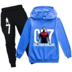 Spring Autumn Tracksuit Football CR7 Print Kid's Clothes Hoodie+Pants Suit 2pcs Set Boy Girl 3-12 Years Children Holiday Gifts