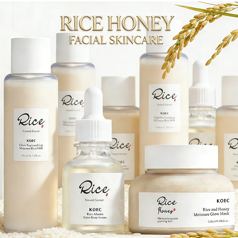 kf-S2f73e8a240bc4f1abd1582f9e1f0fb90M 3pcs Rice Honey Facial Skincare Set Rice Extract Moisturizing Essence Facial Soothing Toner Honey Revitalizing Overnight Mask - Image 1