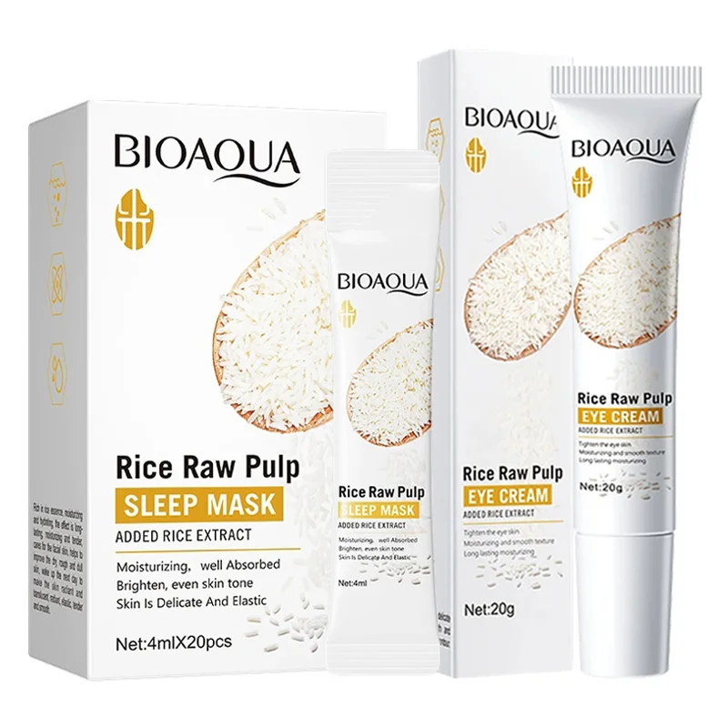 kf-S31acfd5277d14b79bd9c014f7106c3c5H BIOAQUA White Rice Skin Care Sets Whitening Sleeping Facial Mask Moisturizing Anti Dark Circles Anti-aging Eye Cream Skin Care - Image 1