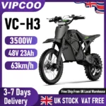 VIPCOO Electric Dirt Bike 3500W Motor 48V 23AH Battery 63KM/H Max Speed 40-70KM Range Hydraulic Brakes Off Road Electric Bike