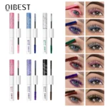 QIBEST 2 In 1 Diamond Glitter Mascara Lasting Colored Mascara Eyelashes Thickening Voluminous Double Ended Waterproof Mascara