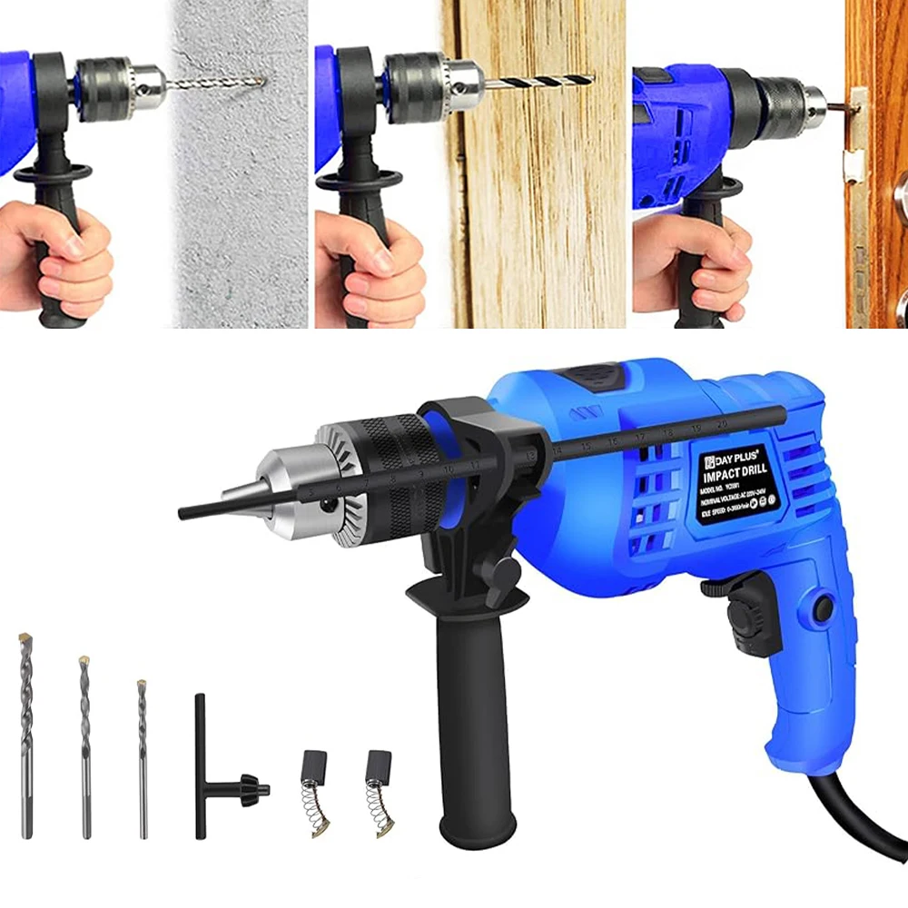 kf-S330860527ecd4809975835f2e8ccc20fk Hammer Drill 240V for Wood Metal Concrete, 850W Corded Electric Impact Drill 3000rpm Variable Speed, 2 in 1 with 360° Rotating - Image 1