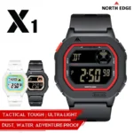 NORTH EDGE X1 Square Screen Digital Watch 2025 Men Women Sportswatch Waterproof 50M Stopwatch Countdown Alarm Clock Reloj Hombre