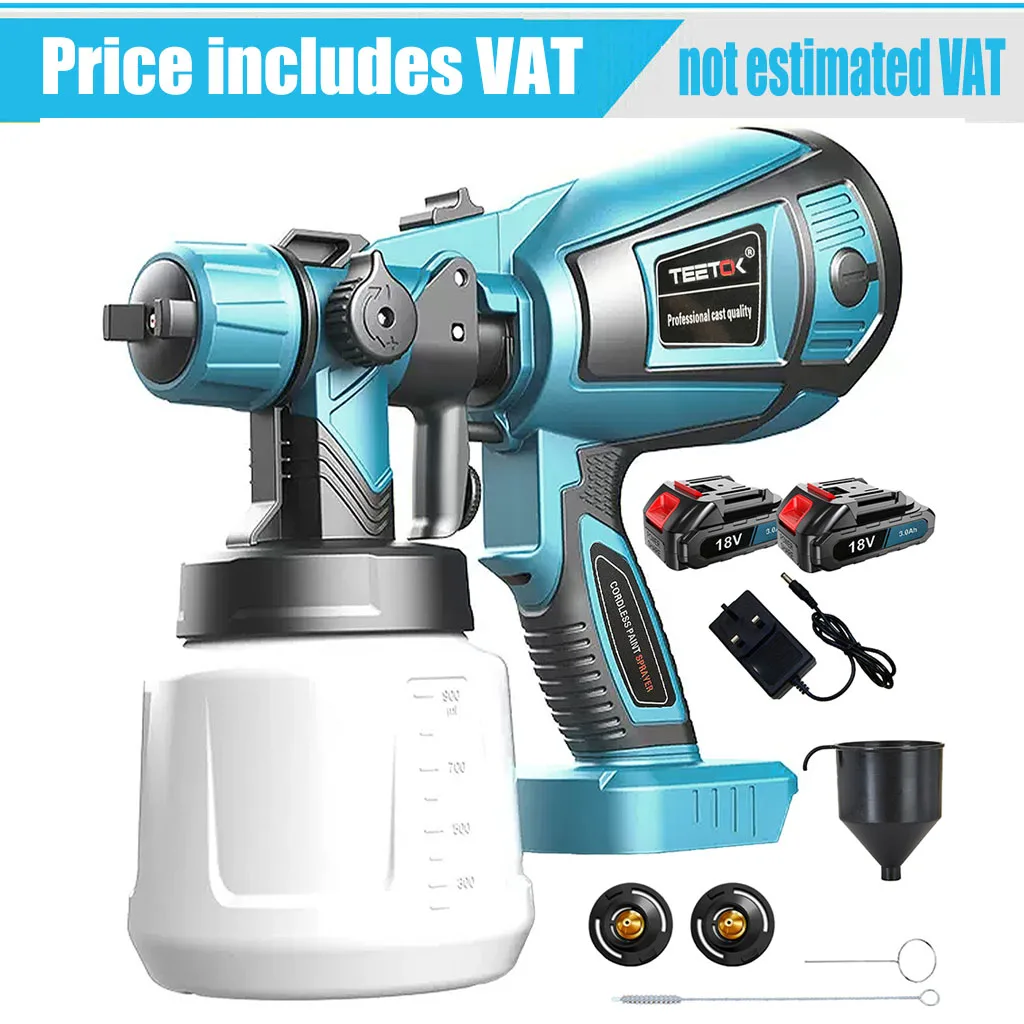 kf-S34561d3a35154d8fab9f9d5b0039a98eV 2 Battery Cordless Paint-Sprayer-Spray Gun Airless Home/Outdoor Wall Fence For Makita 18V HVLP 1000ML - Image 1