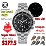 Watchdives New Wd1863 Quartz Men Watch VK63 Chronograph Bubble Sapphire Waterproof 39Mm Steel Top Brand Luxury Business Watch