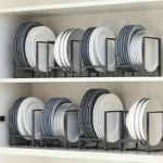 1pc kitchen cabinet plate storage countertop dish rack drawer dinner plate partition drain rack layered storage rack