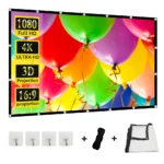 60-200 Inch Portable Foldable Projector Screen High Density White Less Creases Soft Projection Screen 16:9 Indoor Outdoor