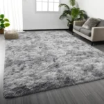 Area Rug for Living Room,Brochao 5ft x 8ft Ultra Shag Area Rug Fluffy Rug Soft Fuzzy Non-Slip Carpet Mat for Home Decor Grey