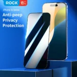 ROCK Full Coverage Privacy Screen Protector For iPhone 16 Pro Max with Dust Proof Mesh Anti-Fingerprints Glass For iPhone 16 Pro