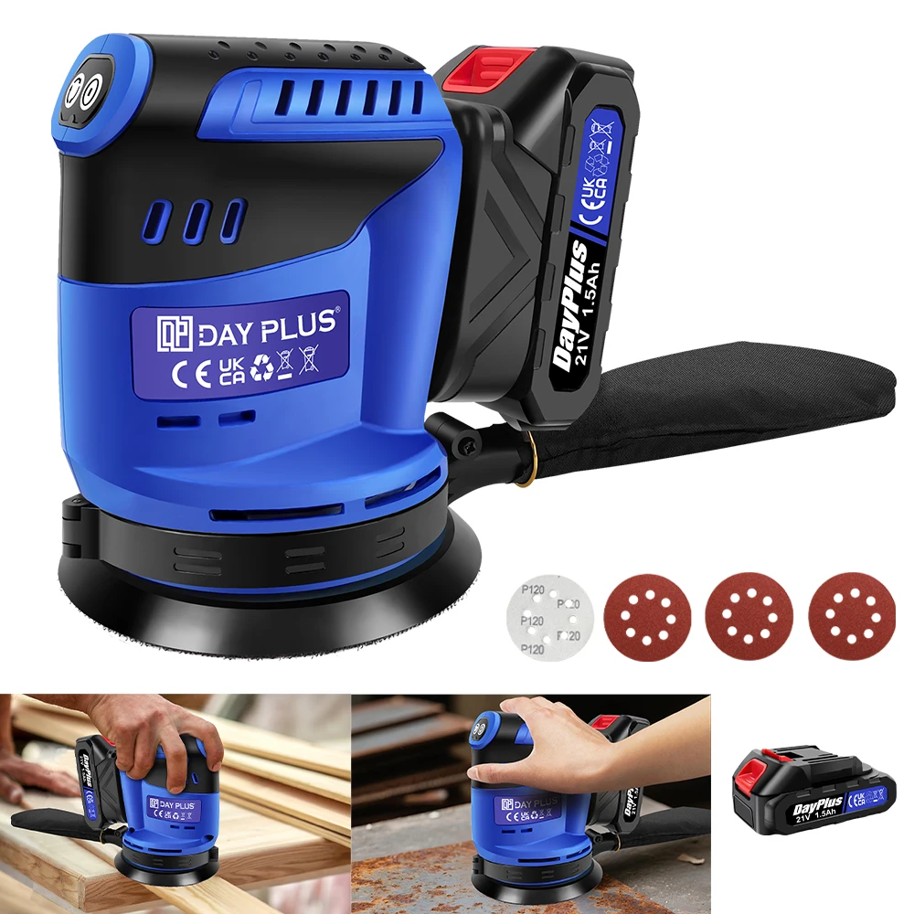 kf-S412e576e2ce64cc79e1246ed50744d794 21V Cordless Orbital Sander with 1X 1.5Ah Battery & Charger,3-Speed Control,Perfect for Sanding, Polishing Wood & Metal Surfaces - Image 1