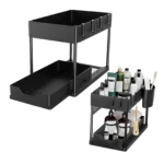 Under-Sink Pull-Out Storage Organizer: Slim Slide-Out Shelf for Kitchen Cabinets | Multi-Functional Space Saver Storage Rack