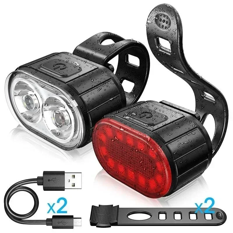 kf-S43d8a3e672e64a24899ee950e93db719j BUCKLOS Bike Light Set Rechargeable Rear Light Front Lamp Waterproof Riding Headlight USB MTB Taillight Led 1PC Cycling Parts - Image 1
