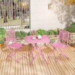 Outdoor Outdoor Patio Iron Balconies Folding Relaxation Table Cafés, and and Chair Set Areas Ideal Furniture for Set Patio Chair