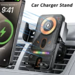 Auto-Clamping Car Wireless Charger Phone Holder Stand Touching 360 Rotation RGB Fast Charging Bracket For iPhone 17-12 Samsung