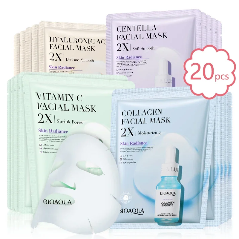 kf-S495b84182b9b463aba0555203c8cc944T 20pcs/5pcs Centella Collagen Face Mask VC Moisturizing Refreshing Sheet Masks Hyaluronic Acid Facial Mask Skin Care Products - Image 1