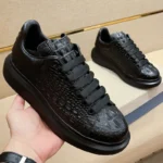 New crocodile print black men's breathable shoes running casual sports shoes natural cowhide Zapatos Hombre