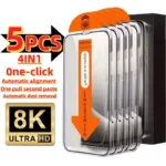 5pcs HD Tempered Glass Screen Protectors for iPhone 17 16 Pro Max XR XS 15 14 11 12 13 mini Scratch-Proof Dust-Free Installation