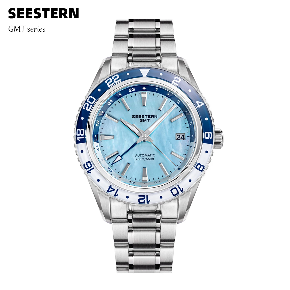 kf-S4ffb01e2552c401da86b278c59d89a76V SEESTERN Men of Watch Office GMT Automatic NH34 Movement Sapphire Glass Bezel 20bar Waterproof Diver Mechanical Wristwatch S456 - Image 1
