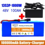 13S3P 48V 100000mAh 100Ah Lithium-ion Battery Pack with 1000W BMS for 54.6V E-bike Electric Bicycle Scooter