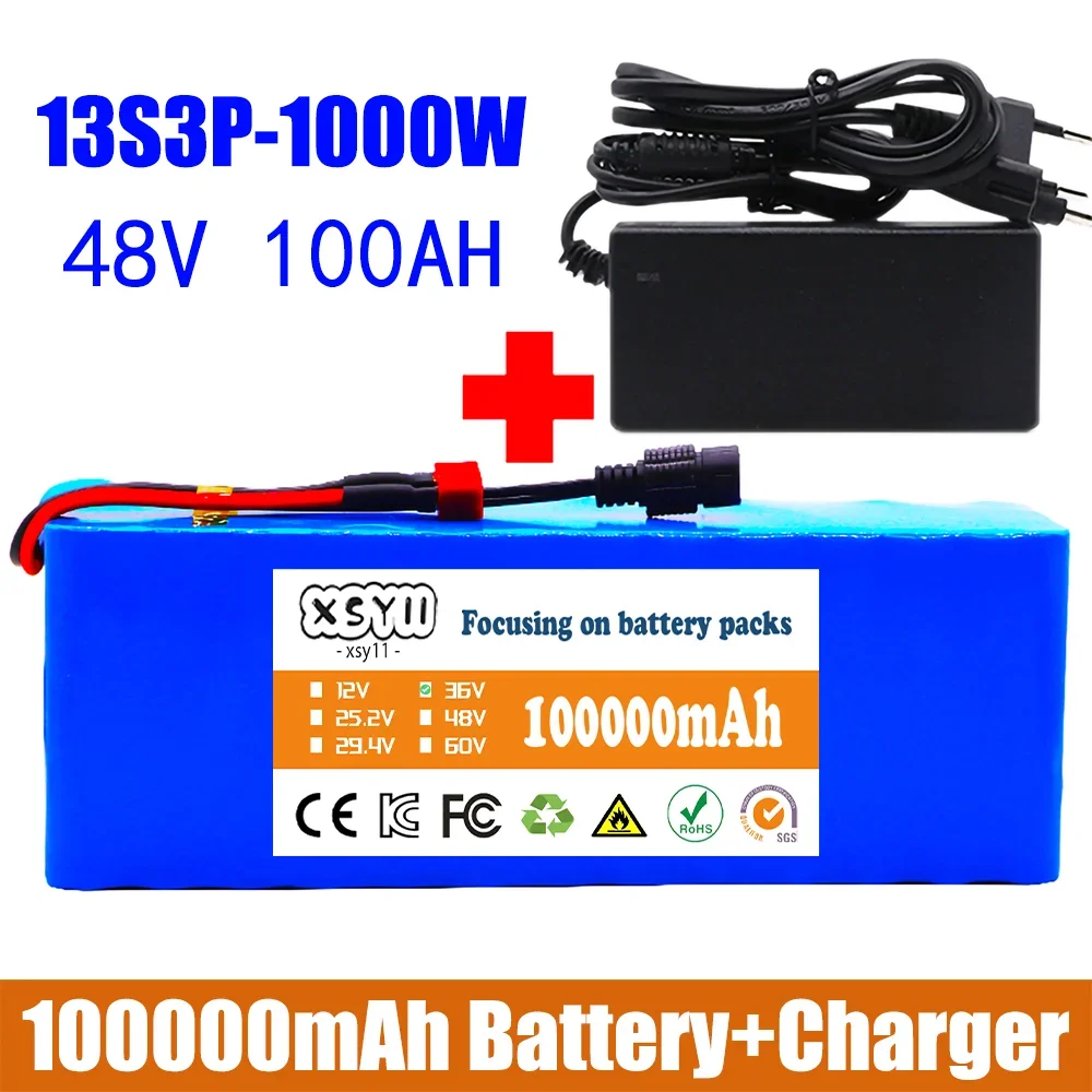 kf-S522bda18f8294b5f803931e97c9b6776a 13S3P 48V 100000mAh 100Ah Lithium-ion Battery Pack with 1000W BMS for 54.6V E-bike Electric Bicycle Scooter - Image 1