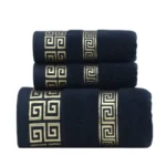 3pcs Set Black Cotton Bathroom Towels Sets 2pcs Hand Face Towel 34x74cm and 1pcs Big Bath Towels 70X140cm Washcloths Gift Towels