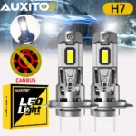 2Pcs AUXITO Turbo LED H7 Headlight Ultra Powerful Car Bulbs for BMW Skoda Ford VW 120W 22000LM Super White Ventilated 12V Canbus