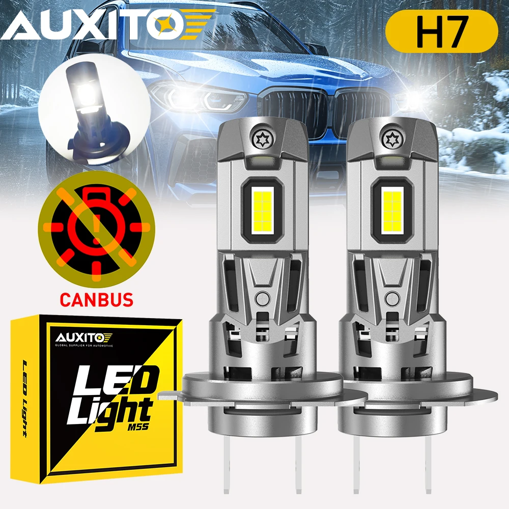 kf-S5c234afaa4934c64b696bf56bd3a2e424 2Pcs AUXITO Turbo LED H7 Headlight Ultra Powerful Car Bulbs for BMW Skoda Ford VW 120W 22000LM Super White Ventilated 12V Canbus - Image 1