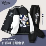 Autumn Baby Boy Disney Mickey Printed Clothes Set Kid Girl Baseball jacket Coat and Pants 2 Pieces Suit Children Tracksuits