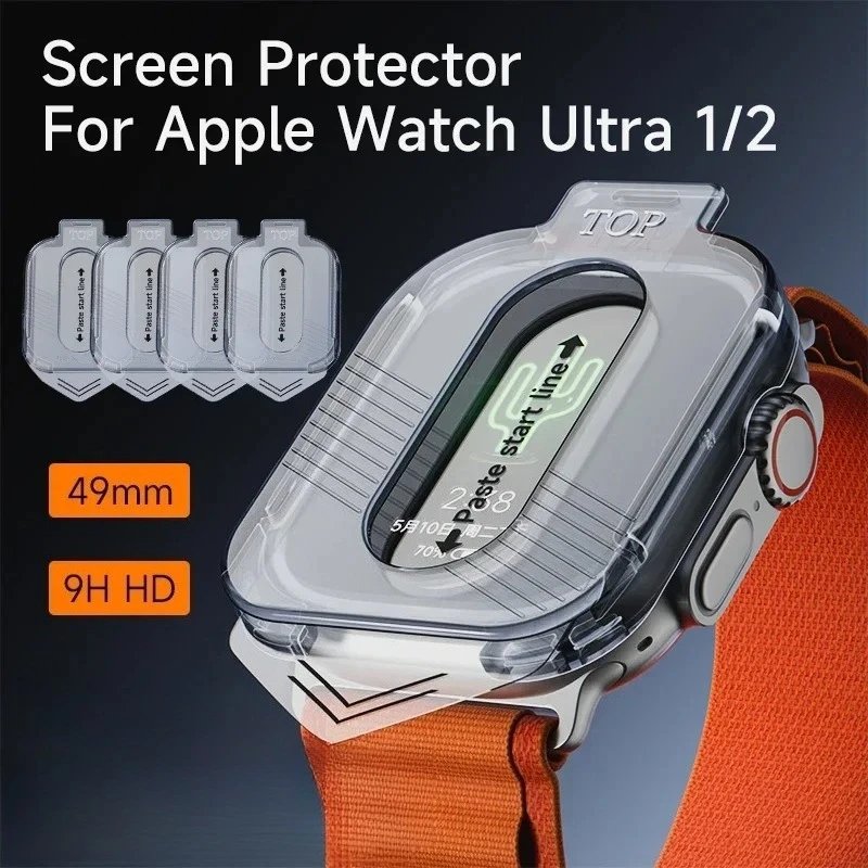 kf-S61a4688649ec4239ae9364708bfe4747W 1-5Pcs Tempered Glass For Apple Watch Ultra2 49mm Anti-Scratch Screen Protector for iWatch Seconds installation Protective Film - Image 1