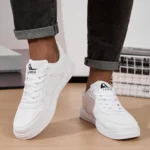 Leather Men White Sneakers Breathable Skateboarding Shoes Mens Outdoor Walking Running Shoes Couple Casual Shoes Size 36-45