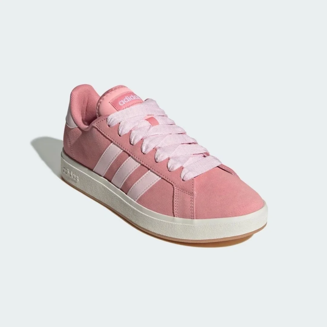 kf-S674fb214d0564dc290fb248723b636a6T Adidas Grand Court Series Lightweight Cushioning and Wear-Resistant Outdoor Sports Sneakers for Men and Women, New Suede Texture Tennis-Style Design, Comfortable Commuting Retro-Style Skateboard Shoes, Strong Grip, Clear Pink Classic Court Elements, Versatile Street Casual Shoes, Recommended for Couples Jr7110 - Image 1
