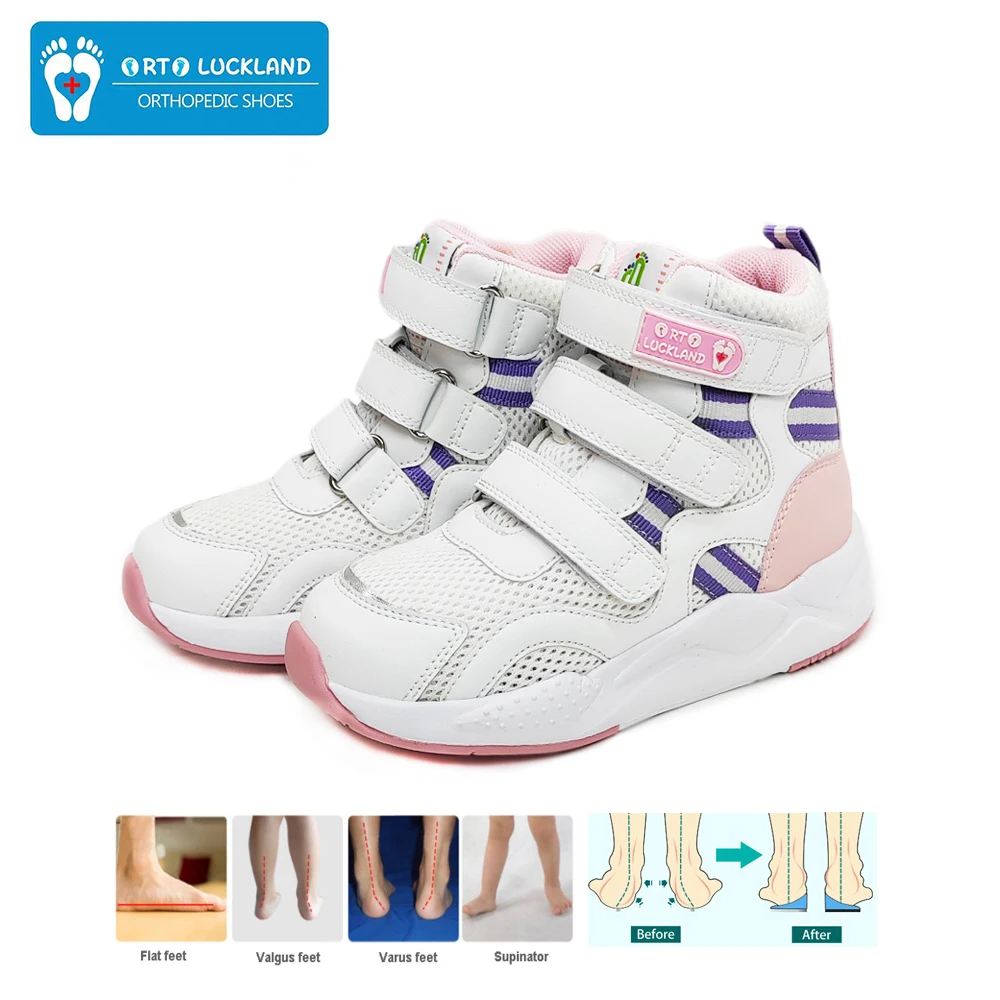 kf-S6c023953bb0248099eab639b6501ffeaA Ortoluckland Children shoes girls kids orthopedic mesh sneakers boys tiptoe flatfeet boots with arch support insole - Image 1