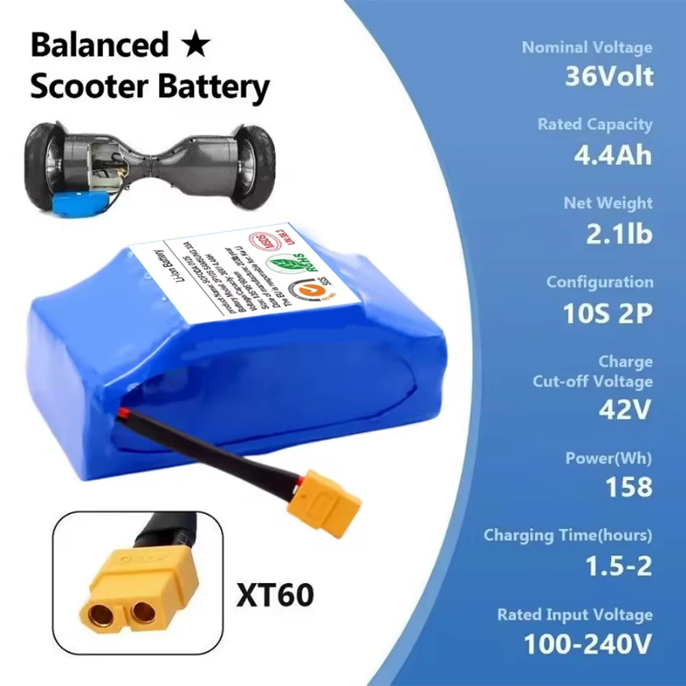 kf-S6c74049f9d1f4f4c9e5f7e0f446b59a76 New upgrade 36V 4400mAh 10s2p Lithium Rechargeable Battery,True for Electric Self-balancing Scooter HoverBoard Unicycle - Image 1