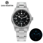 San Martin Men Pilot Watch 37mm Miyota 8215 Fashion Simple Style Military Automatic Mechanical Watches 100m Waterproof BGW-9