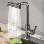 Stainless Steel Kitchen Faucet, Hot and Cold Mixing Tap, 4-Spray Modes Kitchen Faucet (Suitable for Farmhouse Kitchens, RVs, Lau