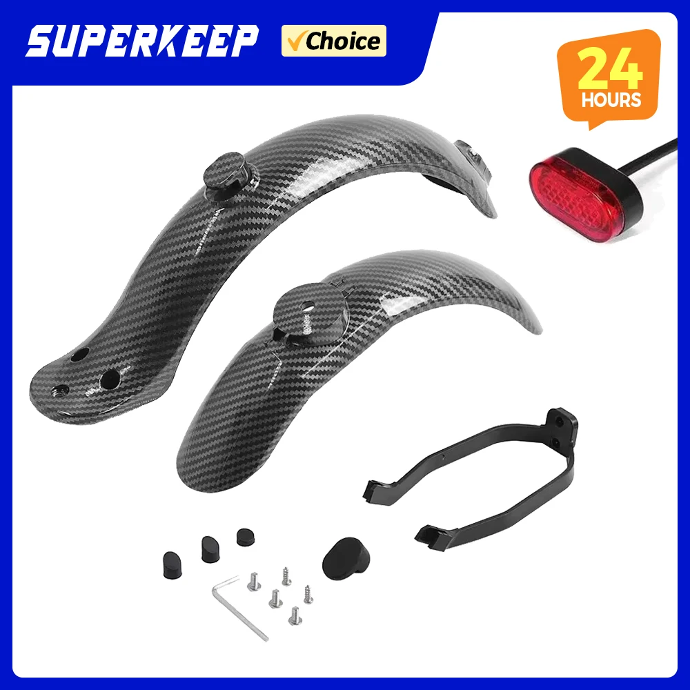 kf-S6f21ad06d91145c68c02b5773b2c258eW Tire Splash Carbon Fiber Fender Guard Bracket for Xiaomi Mijia MI M365 1S M187 Pro E-Scooter Rear Mudguard Taillight Accessories - Image 1