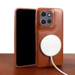 For Magsafe Magnetic Oil Genuine Leather Back Cover Case For Motorola G45 G85 S50 Neo Edge 50 Pro Fusion X50 Ultra Phone Case